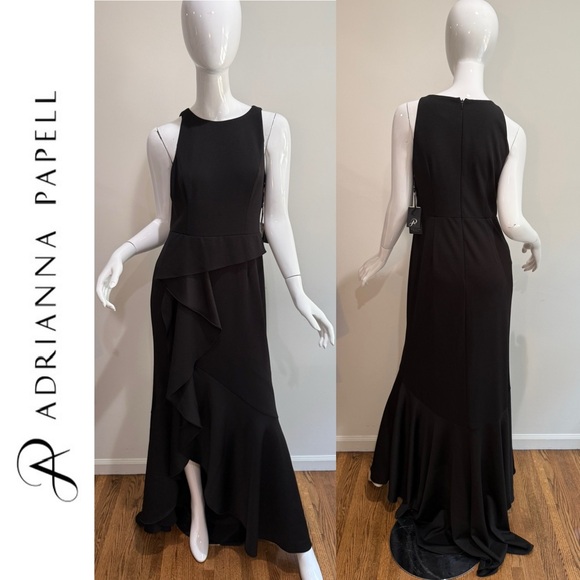 NWT Adrianna Papell Knit Crepe Cascade Goen - Picture 1 of 7